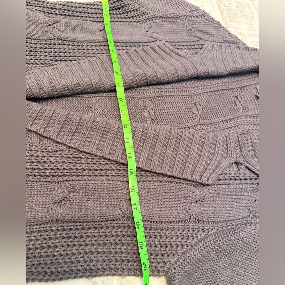 Michael Stars Cable Knit Belted Cardigan Sweater Charcoal Gray Cozy | M/L - Picture 12 of 13